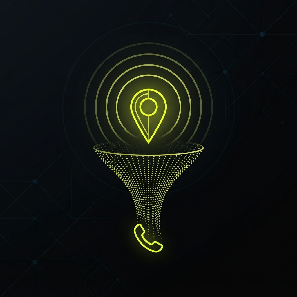 Abstract illustration of local search demand converging into qualified calls